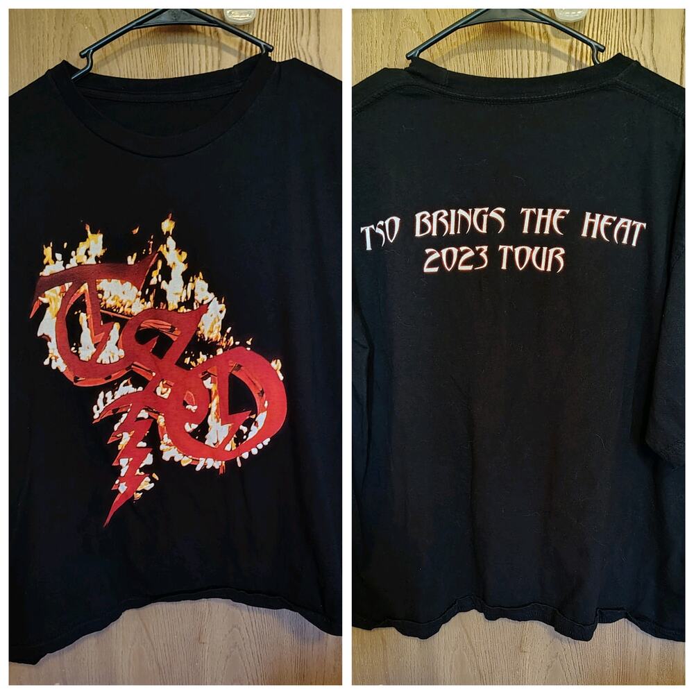 Womans TSO Trans Siberian Orchestra Brings The Heat Crew Concert Tour 2x T-Shirt